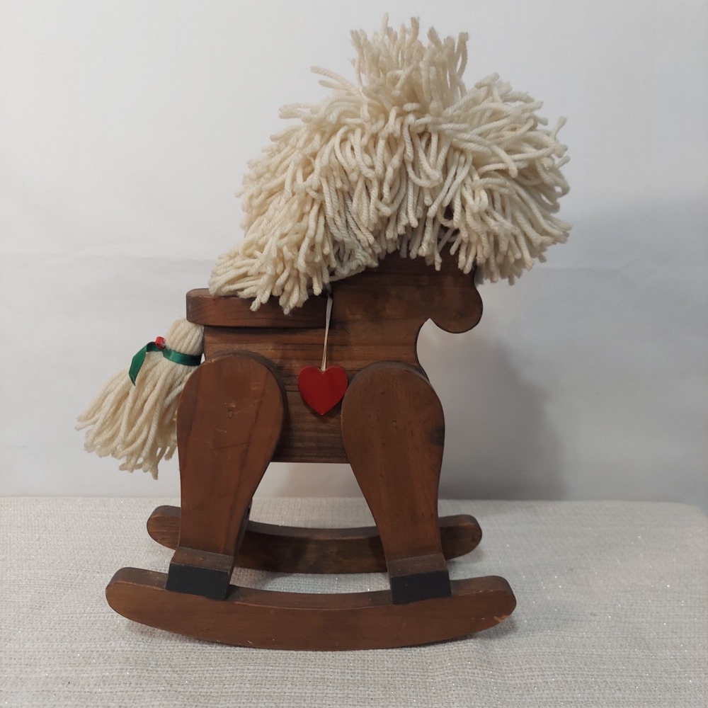 Wooden Doll‎ Size Rocking Horse Pony Yarn Mane Oak Kids Toy 13" Tall Vintage
